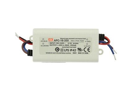 Led Driver CC MeanWell APC-16-350 Trasformatore 350mA 12V-48V DC 16W Corrente