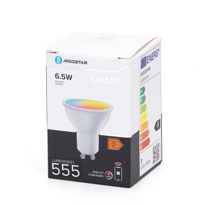 Lampadina LED Smart GU10 WiFi 6.5W RGB +2700K-6500K <ul><li>Controllo da