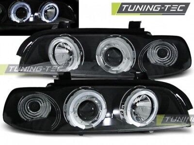 Coppia Set Fari Fanali Anteriori Tuning E39 09.95-06.03 ANGEL EYES Nero Alogeni