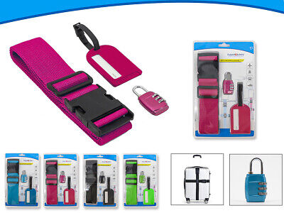 Cinghie Valigia 5X200cm + Lucchetto TSA per Etichetta Tabella Nome Colore