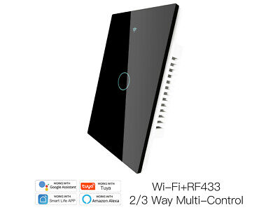 Interruttore Wifi Da Parete Pannello Touch 1 Tasto Colore Nero + RF 433