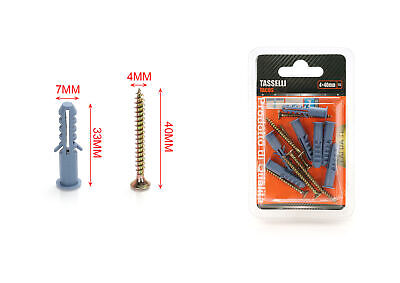 Kit 7 pcs Tasselli &Oslash;7x35mm Con Viti 4x40mm <ul><li>Kit Ø7x35mm