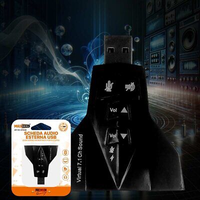 Adattatore Scheda Audio USB2.0 con Doppio Ingresso Jack 3.5mm per Cuffie e