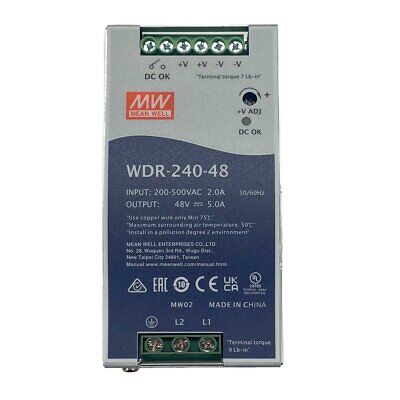 <p>MeanWell WDR-240-48 Alimentatore Slim DIN Rail 240W 48V 5A Input