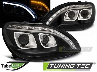 Coppia Set Fari Fanali Anteriori Tuning W220 Classe S 09.98-05.05 DAYLIGHT Nero