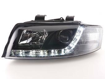 Coppia Fari Fanali Anteriori Tuning Dayline Luci Diurne A4 8E 01-04 nero