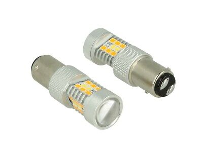 Coppia Lampade Led BAY15D 1157 12V P21/5W Dual Color Bianco + Arancione 28 Smd