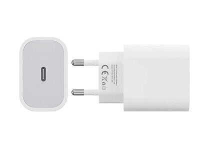 Caricatore USB C 20W Bianco Caricabatterie PD Ricarica Ultra Rapida 5V 3A 9V 2A
