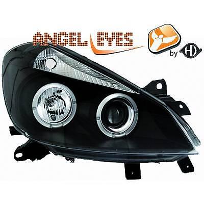 Coppia fari fanali anteriori TUNING CLIO 2005 > 2009 neri con ANGEL EYES