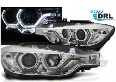 Coppia Fari Fanali Tuning F30/F31 LCI 2015-2018 ANGEL EYES LED Cromato ALOGENI