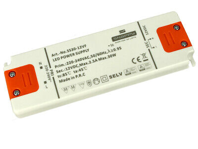 Alimentatore Trasformatore Slim 12V 30W 2,5A 14mm SNAPPY SS30-12VF <ul> <li>Un