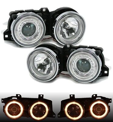 Coppia Fari Fanali Anteriori Angel Eyes serie 3er E30 Cromati 1982 > 1984