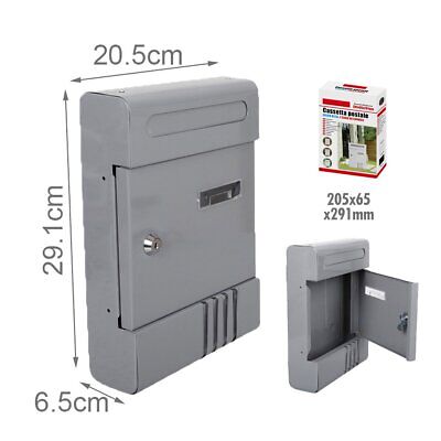 Cassetta Postale Modello Moderno Chiusura a Chiave Colore Grigio 205x65x291mm