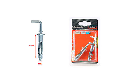 2 pcs Tasselli con Gancio Lungo 90&deg; in Metallo &Oslash;5x37mm