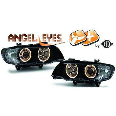 Coppia fari fanali anteriori TUNING XENON X5 99-03 nero con anelli ANGEL EYE