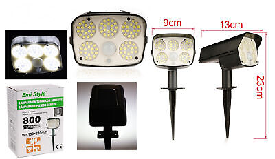 Lampada Led Solare da Terra Con Sensore di Movimento Picchetto 800mAh 6500K 86
