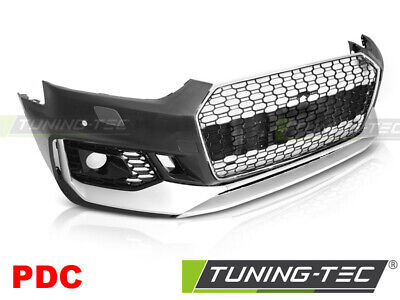 FRONT BUMPER SPORT CHROME SILVER PDC fits A5 16-19
