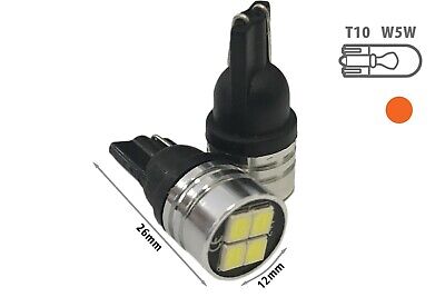 24V Lampada Led T10 W5W Colore Arancione Con 4 Smd 2835 Frontale No Polarita