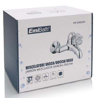 Kit Rubinetto Vasca Doccia Miscelatore A Muro Monoleva Acqua Calda e Fredda