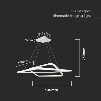 Lampadario LED a Sospensione 48W 5150lm Doppio Quadrato Incrociate Bianco 3000K