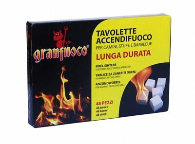 48 Cubetti Tavolette Accendifuoco Per Camini Stuffe Barbecue <ul><li>Le sono