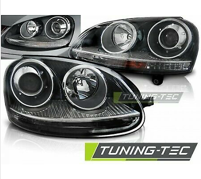 Coppia Fari Fanali anteriori Tuning GOLF V 5 2003-2009 Stile GTI NERO Alogeni H7