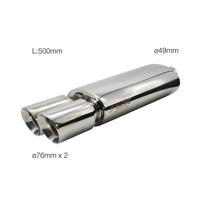 Marmitta rotonda doppia acciaio inox Scarico universale lucidato a specchio