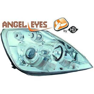 Coppia fari fanali anteriori TUNING FIESTA 02-05 chrome con anelli ANGEL EY