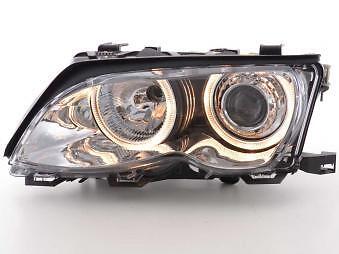 Coppia Fari Fanali Anteriori Tuning Angel Eyes serie 3 Limo E46 01-03 croma