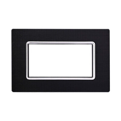 ETTROIT Placca In Alluminio Serie Space 4P Colore Nero Compatibile Con Bticino