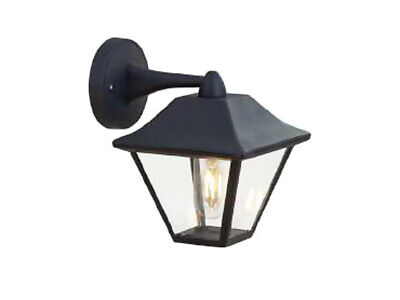Lampada da Muro a Lanterna Giardino in Vetro Attacco E27 Colore Nero Opaco IP44