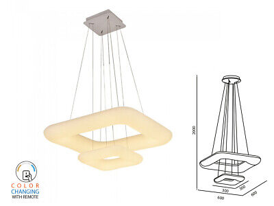 Lampada Led A Sospensione Moderno Quadrata Doppio Anello CCT 600X600mm