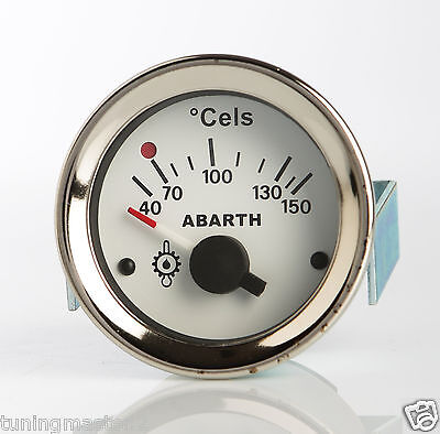 Manometro Strumento 52mm ROAD ITALIA ABARTH Temperatura Olio 40-150°C BIANCO