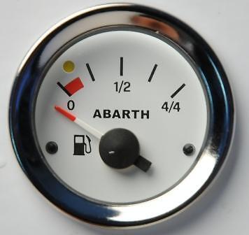 Manometro Strumento 52mm ROAD ITALIA ABARTH Livello Carburante Benzina BIANCO