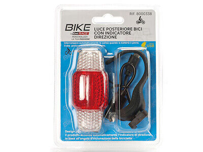 Fanale Bici Posteriore Led Rosso Con Frecce e Indicatori Di Direzione Arancione