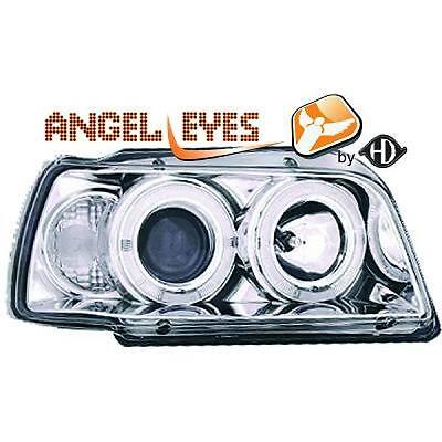Coppia Fari Fanali Anteriori Tuning CLIO 91-96 cromati con anelli ANGEL
