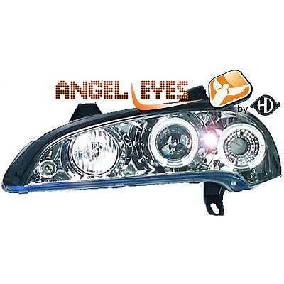 Coppia fari fanali anteriori TUNING TIGRA 1994-00 cromati anelli ANGEL Eyes