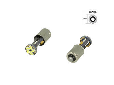 Coppia Lampadine Led Canbus T4W BA9S Piedi Dritti 15 Smd 4014 Bianco No Errore