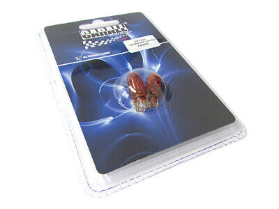 Blister 2 Lampade Alogena T10 WY5W 12V 5W Amber Arancione Zoccolo Vetro