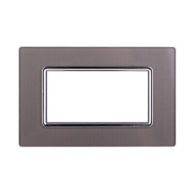 ETTROIT Placca In Vetro Serie Space 4P Colore Silver Compatibile Con Bticino