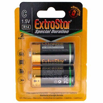 <ul><li>Pila Batteria R14 Torcia C MN1400 1,5V 2200mAh Alcalina Extrastar