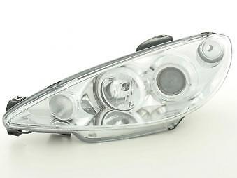 Coppia Fari Fanali Anteriori Tuning 206 98-03 cromato