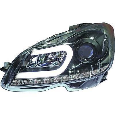 Coppia fari fanali anteriori Lightbar TUNING ClasseC W204 11-> neri Led