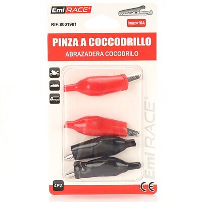 <ul> <li>Set da 4 Pinze a Coccodrillo Rosso e Nero, Adatto per la Bassa