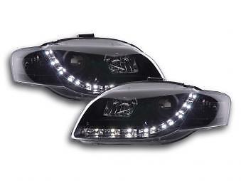 Coppia Fari Fanali Anteriori Tuning Dayline Luci Diurne A4 8E 05-07 nero