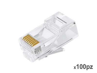 100 Pezzi Connettori Terminali Schermato CAT5E CAT6 RJ45 Placcato in Oro