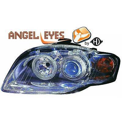 Coppia fari fanali anteriori TUNING A4 04-07 chrome con anelli ANGEL EYES d