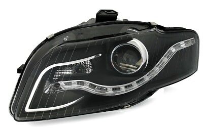 Coppia Set Fari Fanali Tuning Drl Luce diurna A4 B7 nero 11.2004 > 11.2007