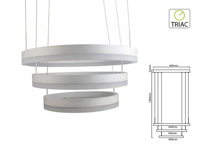 Lampada Led A Sospensione Rotonda Colore Bianco Tripli Anelli Diametro 600mm