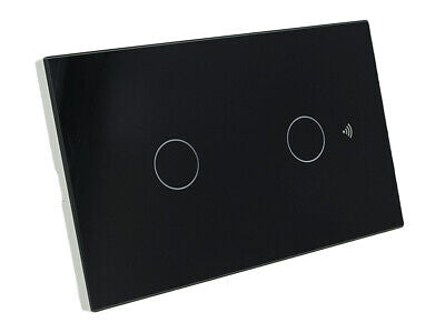 Interruttore Wifi Da Parete Pannello Touch 2 Tasti Colore Nero + RF 433